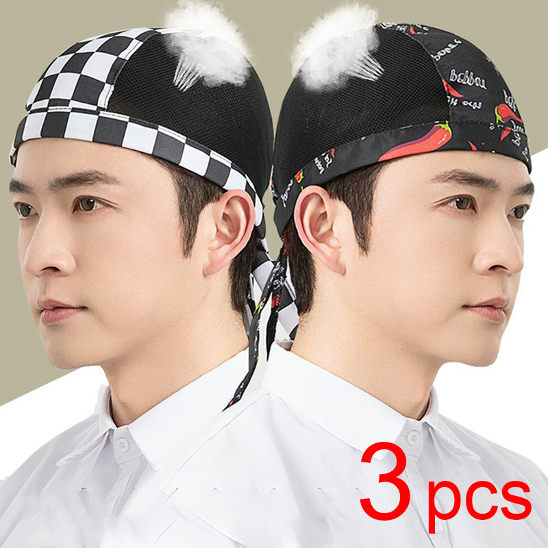 Commercial Kitchen Services - 통기성 메쉬 쿡 모자 3pcs 요리사
