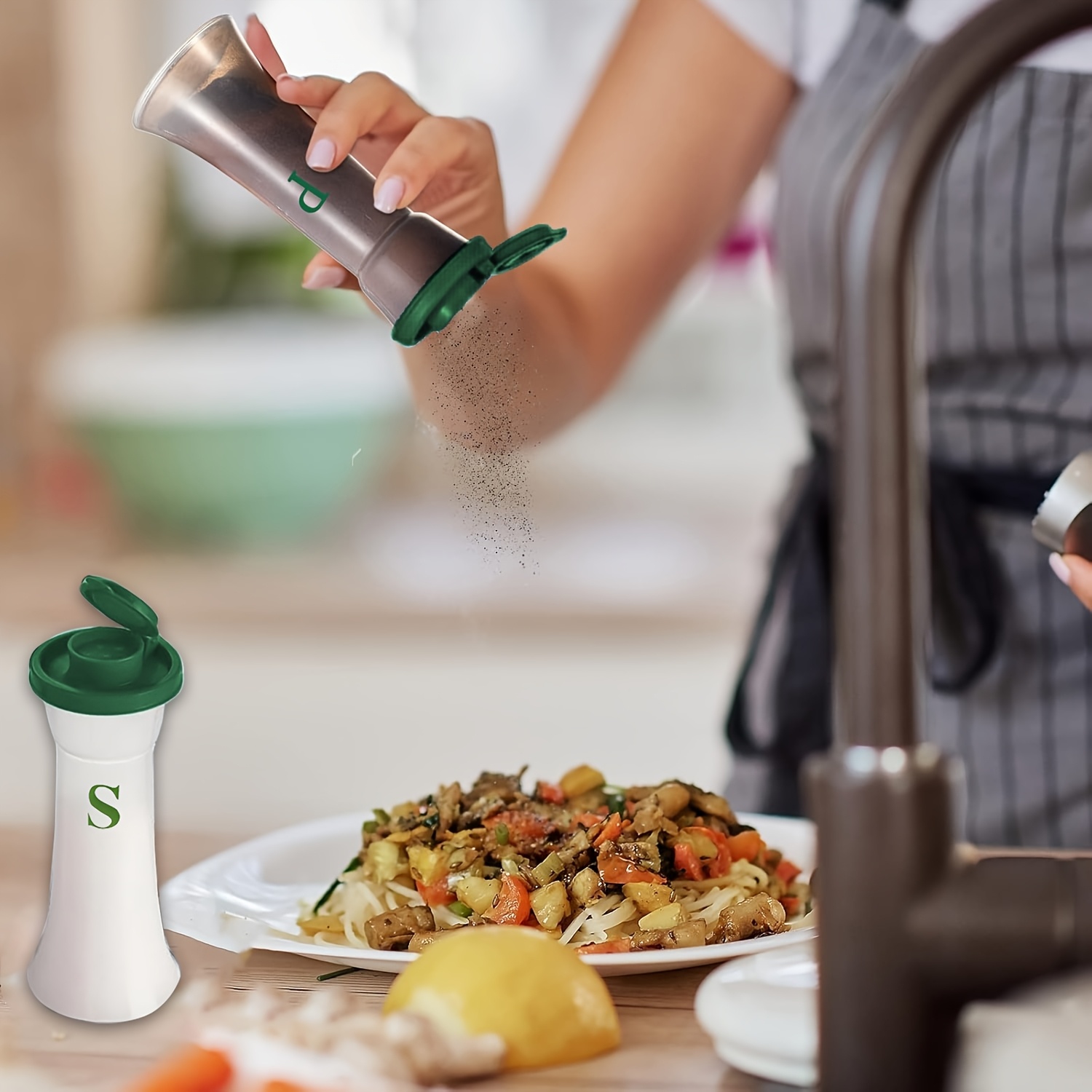 뚜껑이 있는 대형 소금 및 후추통 세트 2개 - 가정, - Commercial Kitchen Utensils 리뷰 및 가격