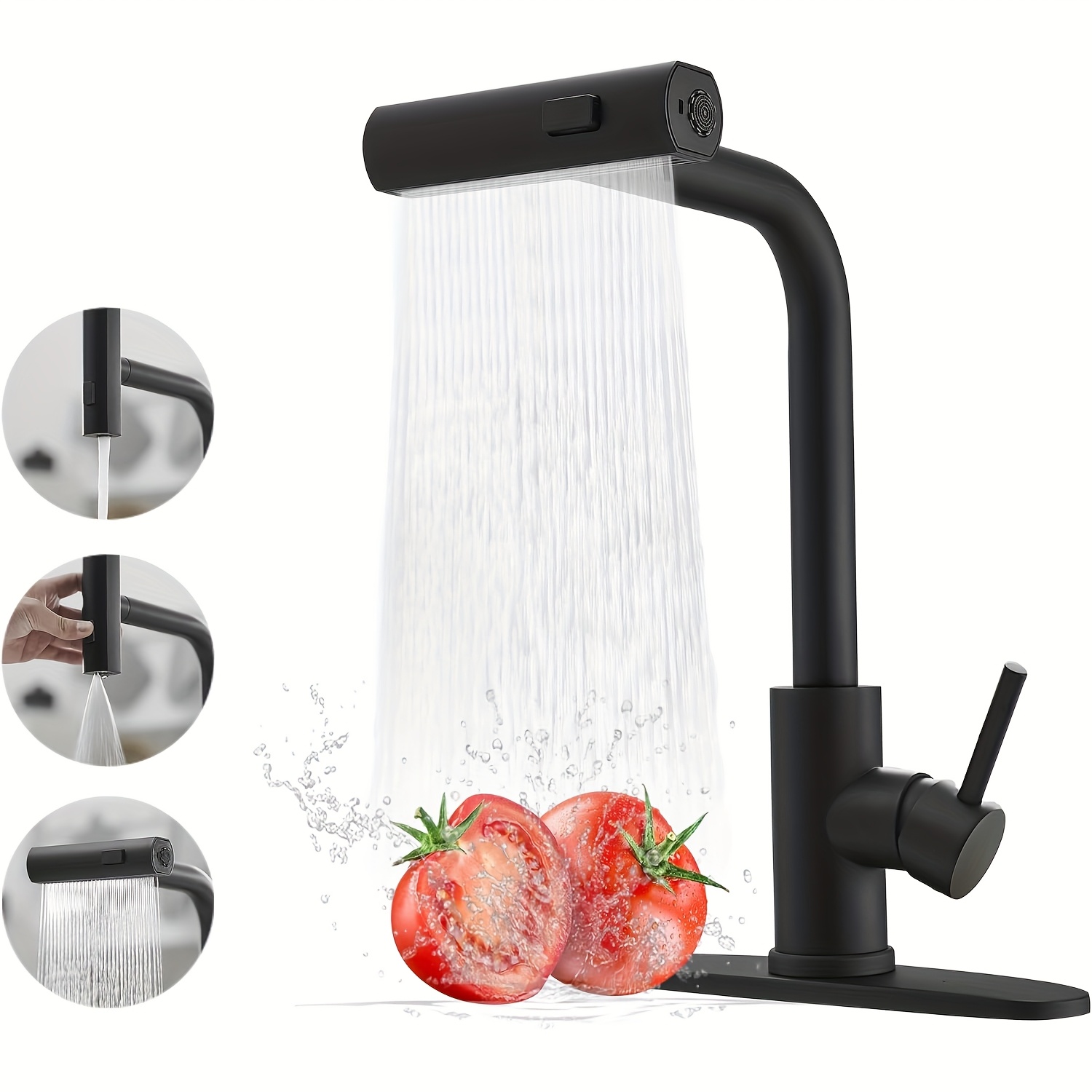 1 PC 블랙 주방 수도꼭지(풀다운 스프레이 포함),  - Commercial Kitchen Utensils 리뷰 및 가격